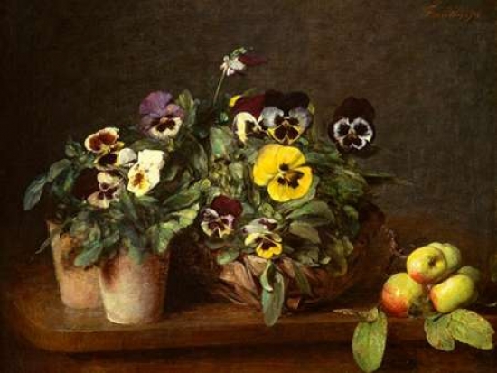 Still Life with Pansies Poster Print by Henri Fantin-Latour, 11 x 14 - Small