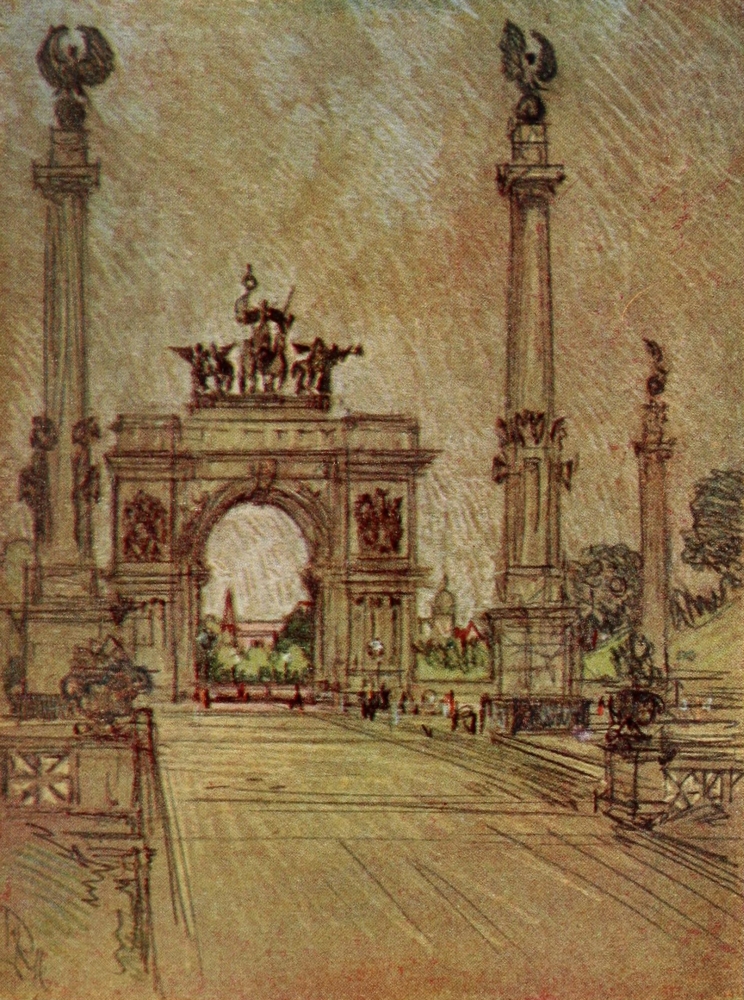 PPHPDA68856 The New New York 1909 Entrance To Prospect Park Brooklyn Poster Print by Joseph Pennell, 18 x 24