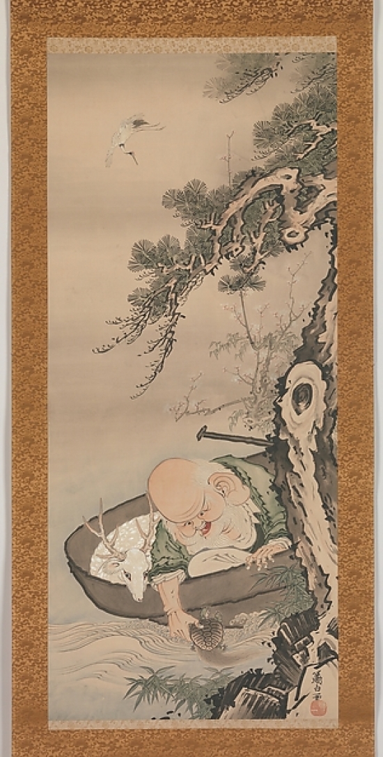 MET73348 The God of Good Fortune Jurojin Poster Print by Soga Shohaku, Japanese 1730 1781, 18 x 24