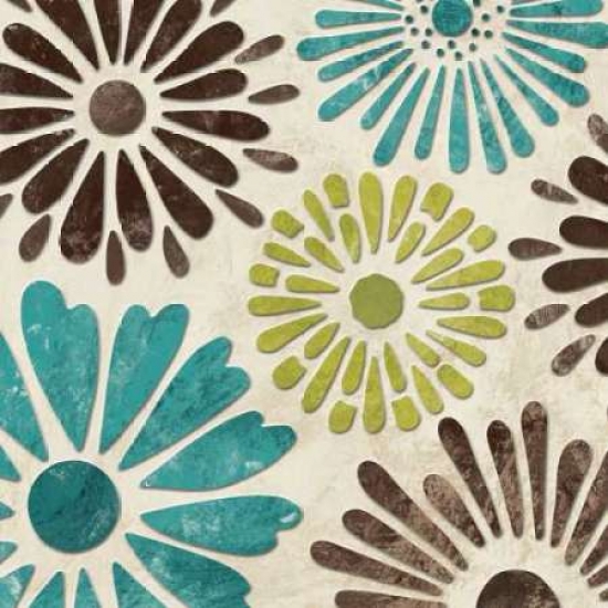 Stencil Flowers II Poster Print by N Harbick - 12 x 12 - Small