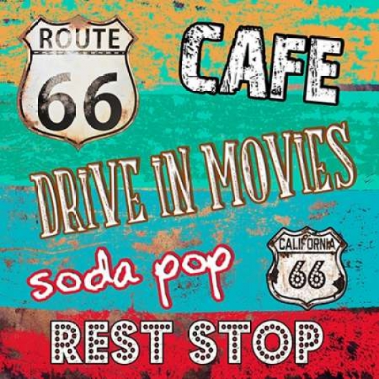 Picture of AD Lines PDXSLBSQ232BSMALL Route 66 Luxuries Poster Print by Sheldon Lewis&#44; 12 x 12 - Small