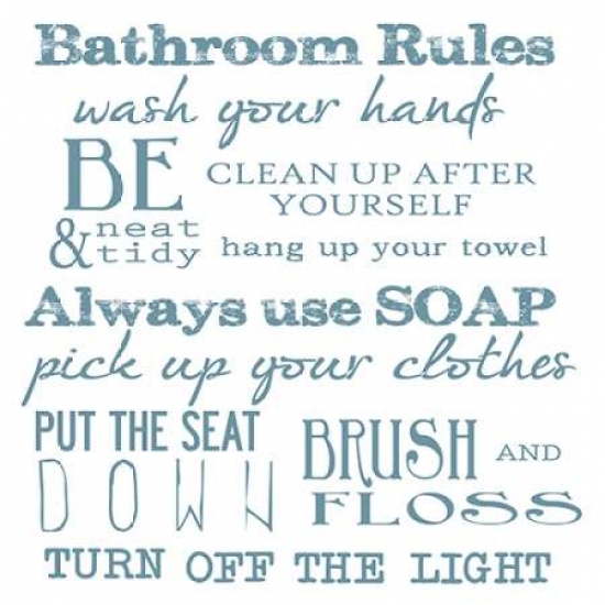 Picture of AD Lines PDXTGSQ164B2SMALL Bathroom Rules White Poster Print by Taylor Greene&#44; 12 x 12 - Small