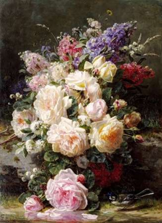 Still Life with Roses Poster Print by Jean-Baptiste Robie, 9 x 12 - Small