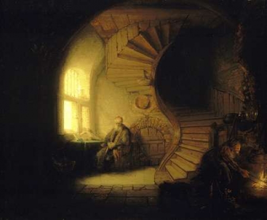 Bentley Global Arts PDX282712SMALL Philosopher in Meditation Poster Print by Rembrandt Van Rijn, 10 x 12 - Small