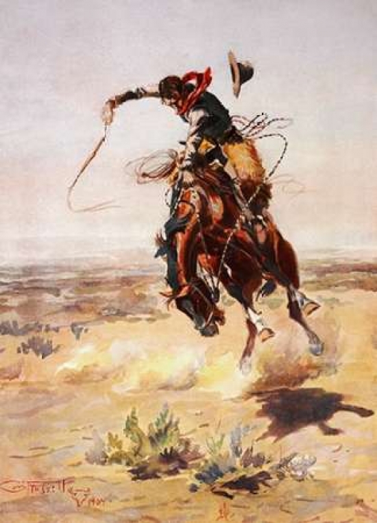 A Bad Hoss 1904 Poster Print by Charles M. Russell - 9 x 12 - Small