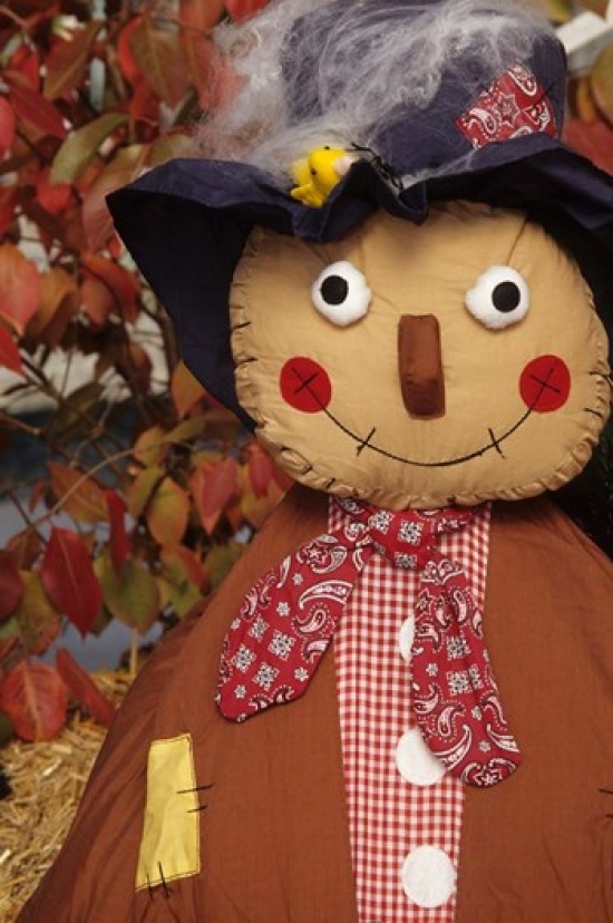 Stuffed Scarecrow On Display At Halloween Washington Poster Print by John & Lisa Merrill - 24 x 35