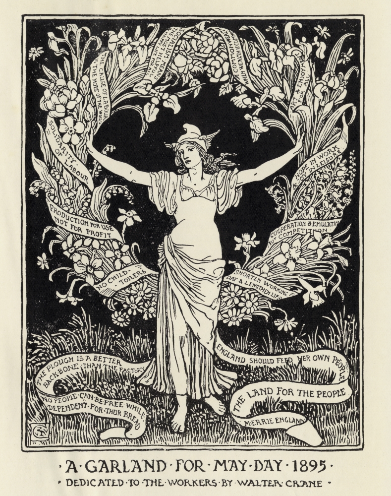 DPI1862225 A Garland for May Day 1895 Dedicated To The Workers by Walter Crane 1845 1915 English Artist Poster Print, 12 x 16