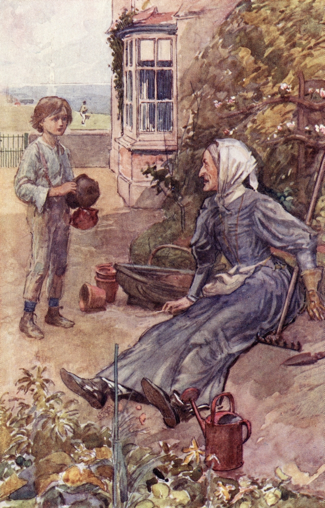 David & His Great Aunt. Frontispiece by William Rainey From The Book David Copperfield by Charles Dickens Poster Print, 11 x 18