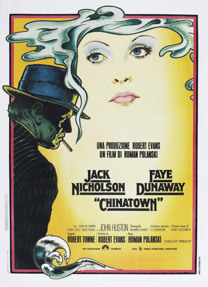 Everett Collection EVCMCDCHINEC049H Chinatown Italian Poster From Left - Jack Nicholson Faye Dunaway 1974 Movie Poster Masterprint, 11 x 17