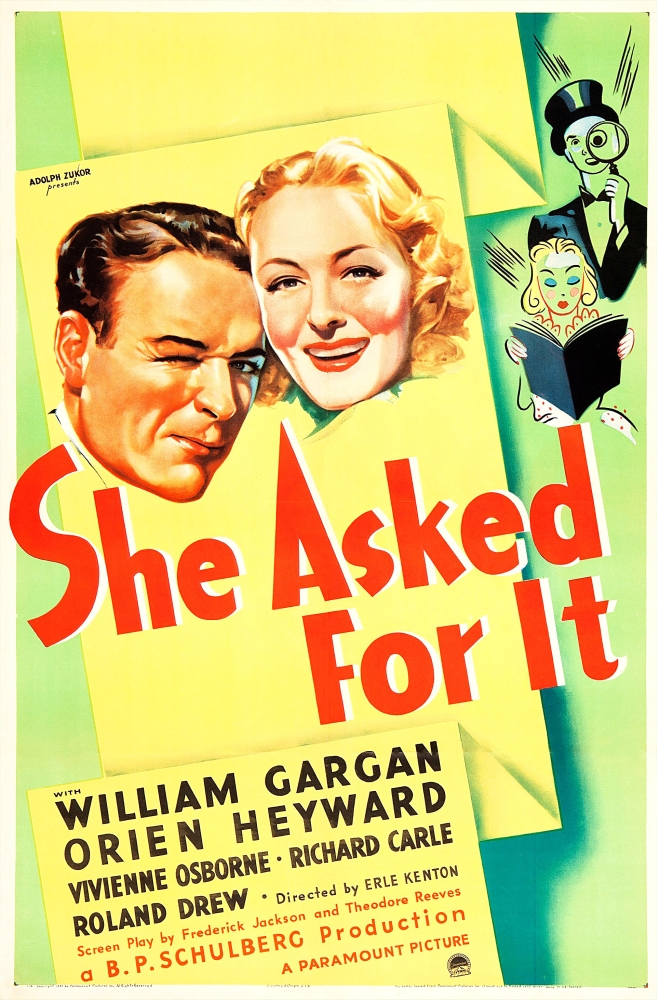 Everett Collection  She Asked For It US Poster Art Heads From Left - William Gargan Orien Heyward 1937 Movie Poster Masterprint, 11 x 17