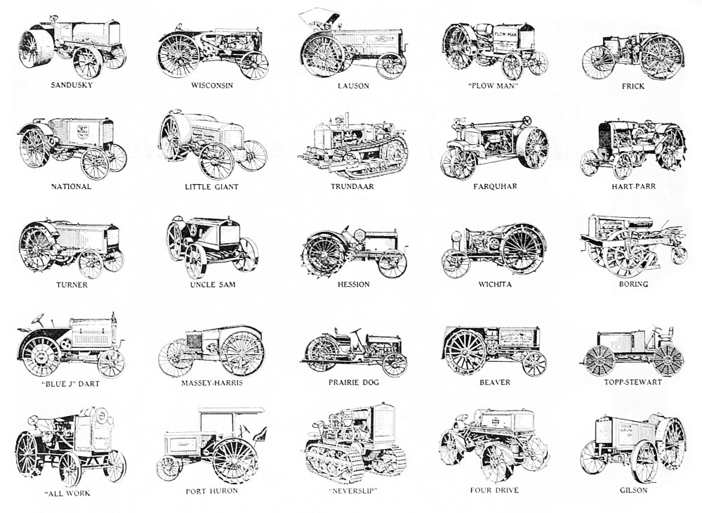 DPI12272452 Historic Tractor Illustrations with Labels From Early 20th Century Poster Print - 18 x 13 in.