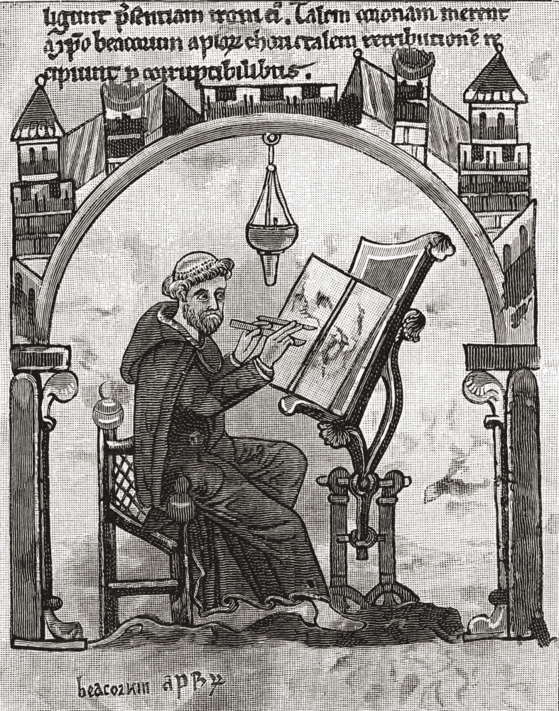 Picture of Design Pics DPI1877875 A Monk At His Desk in A Scriptorium C.1200 From The Book Short History of The English People by J.R. Green Published London 1893 Poster Print, 13 x 16