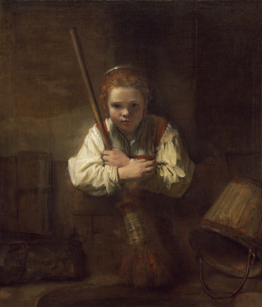 A Girl with A Broom Poster Print - 18 x 24