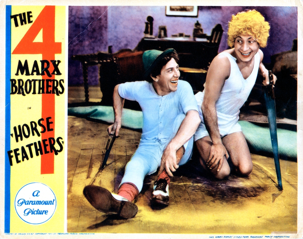 Everett Collection EVCMCDHOFEEC19H Horse Feathers Lobbycard From Left - Chico Marx Harpo Marx 1932 Movie Poster Masterprint, 14 x 11