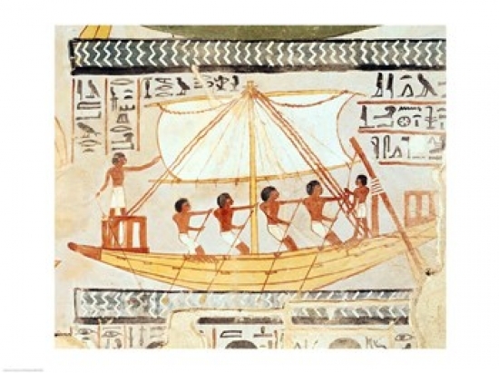 Picture of Posterazzi BALXIR158665LARGE Boatmen on The Nile From The Tomb of Sennefer Poster Print - 36 x 24 in. - Large
