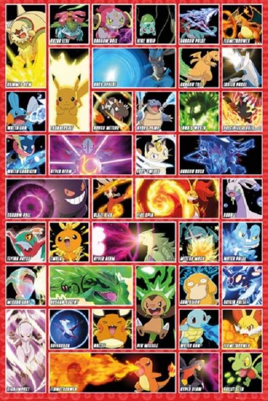 Picture of Poster Import XPE160525 Pokemon - Moves Poster Print, 24 x 36