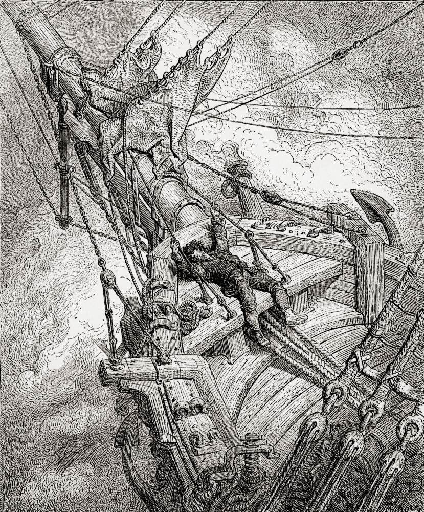 Picture of Design Pics DPI1958118 After The Original Drawing by Gustave Dore for The Rime of The Ancient Mariner From Life & Reminiscences of Gustave Dore Published 1885 Poster Print, 13 x 16