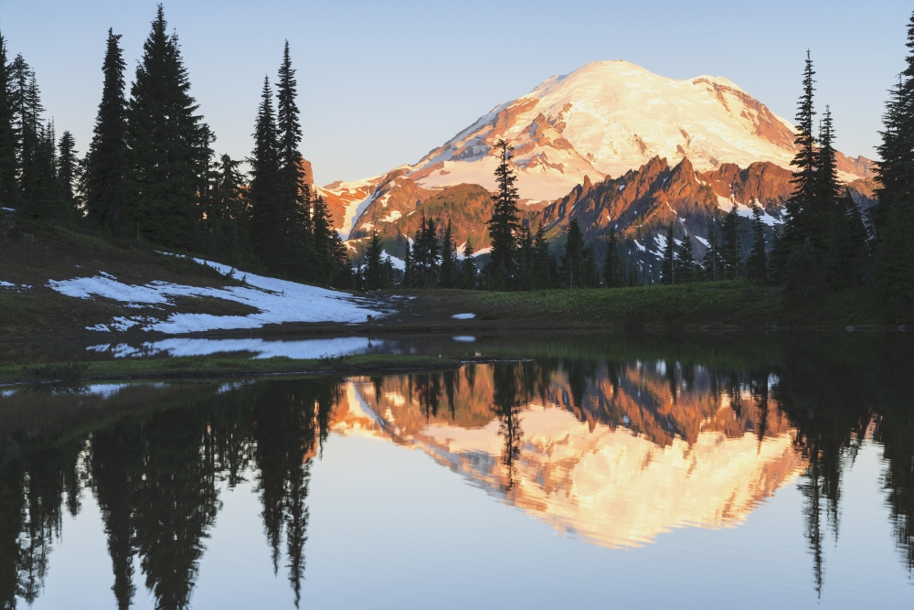Picture of Design Pics DPI2250231 Sunrise Over A Small Reflecting Pond Near Tipsoo Lake Mount Rainer National Park Near Seattle - Washington United States of America Poster Print, 19 x 12