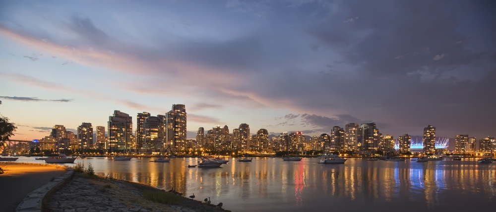 DPI2316468 Panoramic of Sunset Over False Creek & City Skyline - Vancouver British Columbia Canada Poster Print, 23 x 10