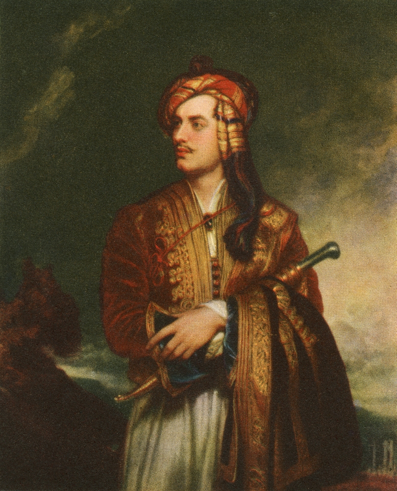 Picture of Design Pics  Lord Byron in Albanian Dress After The Painting by Thomas Phillips in 1813 George Gordon Byron 6th Baron Byron Later George Gordon Noel 6th Baron Byron 1788 Poster Print&#44; 12 x 15
