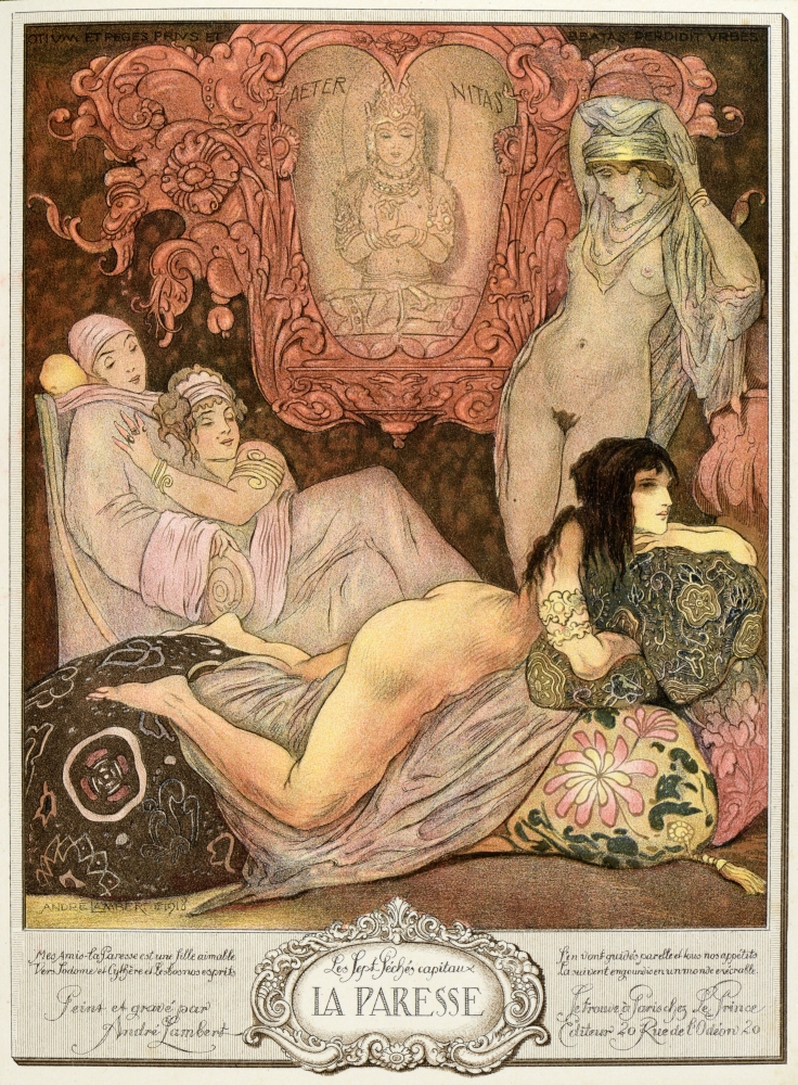 Everett Collection EVCCRLA002YF189HLARGE Andre Lambert, 1851 - 1929 The Seven Deadly Sins - The Sloth Poster Print, 24 x 36 - Large