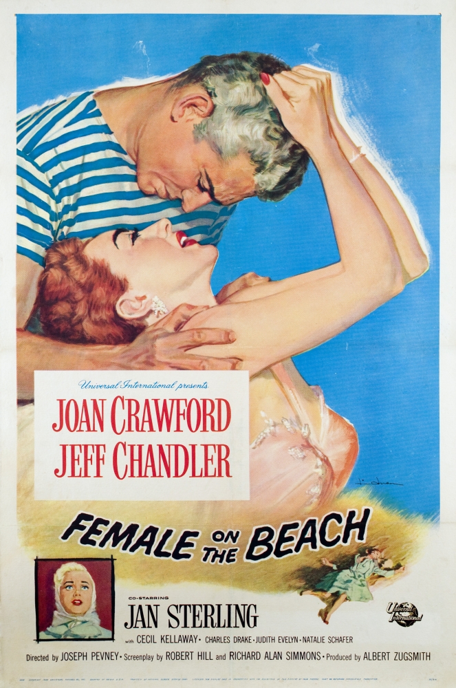 Everett Collection EVCMCDFEONEC001H Female On The Beach Jeff Chandler Joan Crawford Jan Sterling 1955 Movie Poster Masterprint, 11 x 17 -  Posterazzi