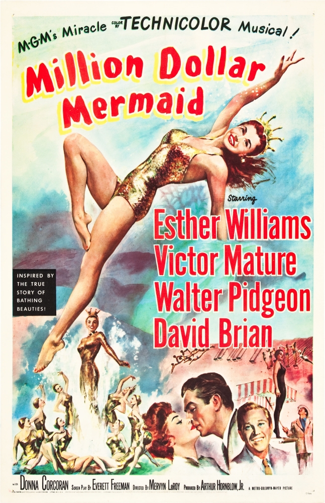 Everett Collection EVCMCDMIDOEC100H Million Dollar Mermaid Esther Williams Victor Mature David Brian 1952 Movie Poster Masterprint, 11 x 17