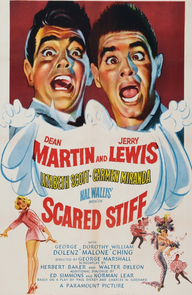 Everett Collection EVCMMDSCSTEC001H Scared Stiff Top From Left - Dean Martin Jerry Lewis 1953 Movie Poster Masterprint, 11 x 17 -  Posterazzi