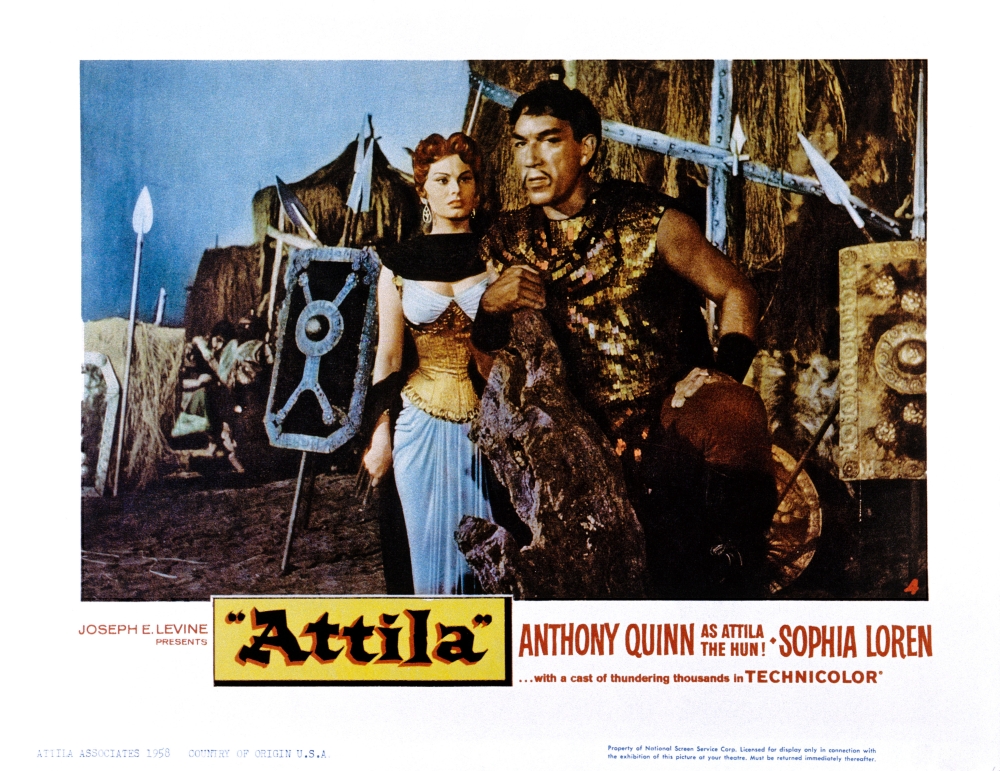 Everett Collection EVCMSDATTIEC005H Attila Aka Attila Il Flagello Di Dio Sophia Loren Anthony Quinn 1954 Movie Poster Masterprint, 14 x 11