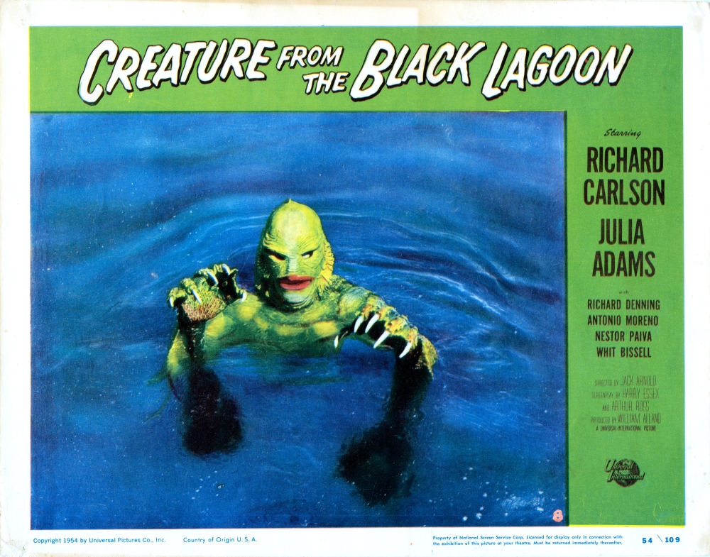 Everett Collection EVCMSDCRFREC009H Creature From The Black Lagoon US Lobbycard 1954 Movie Poster Masterprint, 14 x 11
