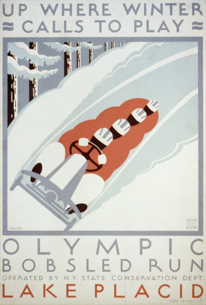 Wpa Olympic Bobsled Run Lake Placid C.1936-41 Poster Print by Jack Rivolta 24 x 36 - Large