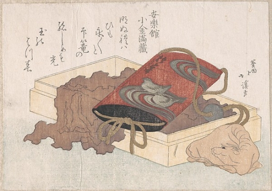 Picture of   Lacquer Inro with Waterbirds & Ox-Shaped Netsuke in A Boxfrom The Spring Rain Collection&#44; Harusame Shu Vol. 3 Poster Print by Totoya Hokkei&#44; Japanese 1780 1850&#44; 18 x 24