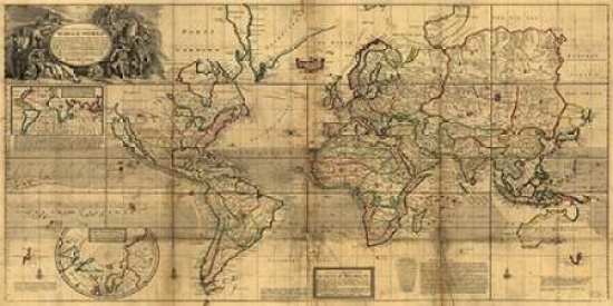 PDX2MP1631SMALL A New & Correct Map of The Whole World 1719 Poster Print by Herman Moll, 10 x 20 - Small