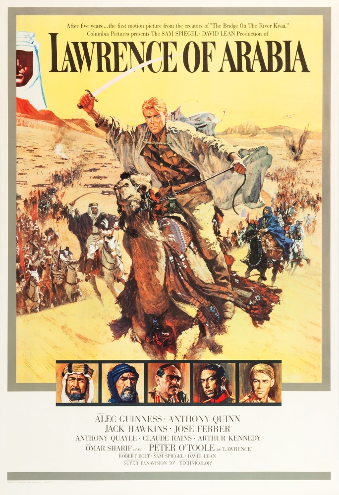 Picture of   Lawrence of Arabia Top - Peter OToole Bottom L-R - Alec Guinness Anthony Quinn Jack Hawkins Jose Ferrer Omir Sharif Peter OToole On Poster Art 1962 Movie Poster Masterprint&#44; 11 x 17