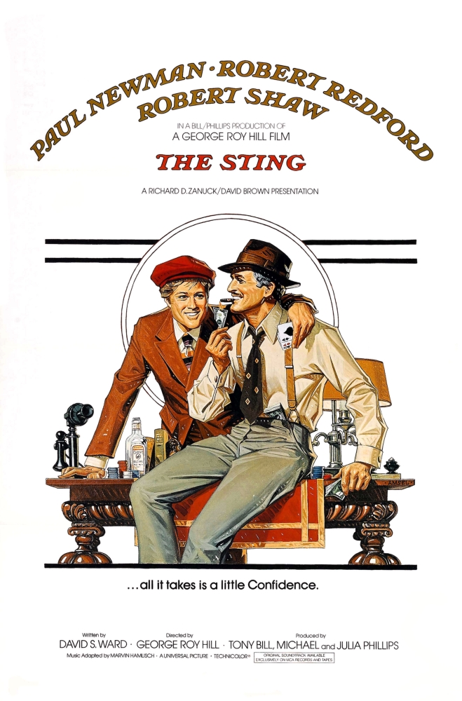 Everett Collection EVCMSDSTINEC011HLARGE The Sting US Poster Art From Left - Robert Redford Paul Newman 1973 Movie Poster Masterprint, 24 x 36 - Large
