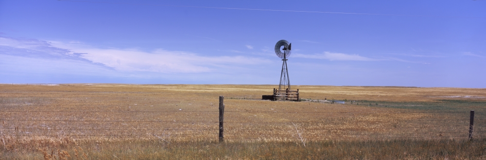 PPI116136LARGE Industrial Windmill On A Landscape Highway 2 & 71 Oglala National Grassland Sioux County Nebraska USA Poster Print, 12 x 36 - Large
