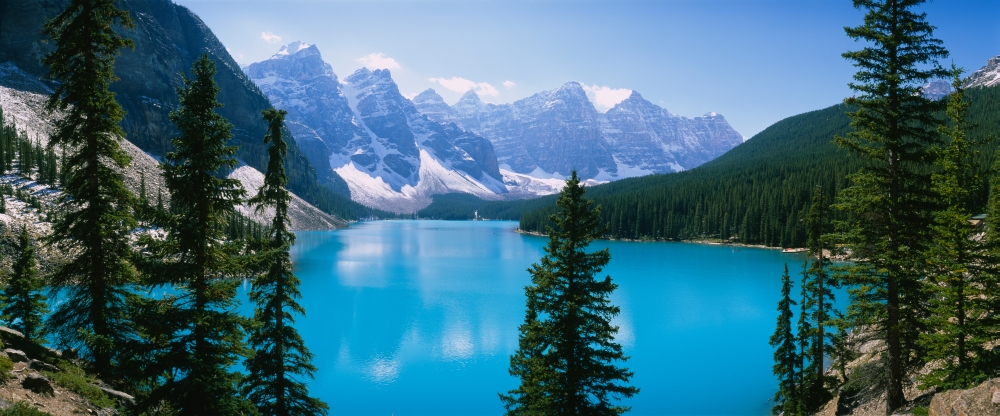 Picture of Panoramic Images PPI26173L High Angle View of A Lake Moraine Lake Valley of Ten Peaks Banff National Park Alberta Canada Poster Print, 36 x 12