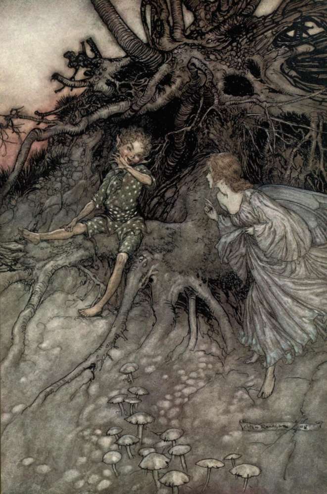 PPHPDA63515LARGE Midsummer Nights Dream 1908 Merry Wanderer Poster Print by A. Rackham, 24 x 36 - Large