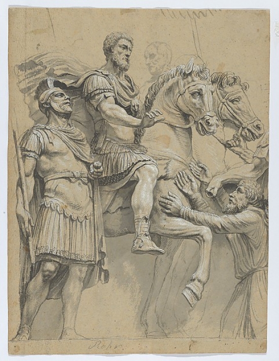 MET629068 Marcus Aurelius On Horseback, Recto - Study of An Antique Vase, Verso Poster Print by Anonymous German 17th Century, 18 x 24