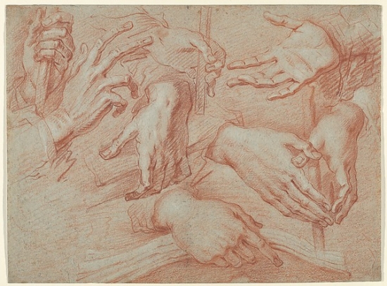 MET654261 Study of Hands, Recto - Study for A Reclining St. Francis, Verso Poster Print by Daniele Crespi, 18 x 24
