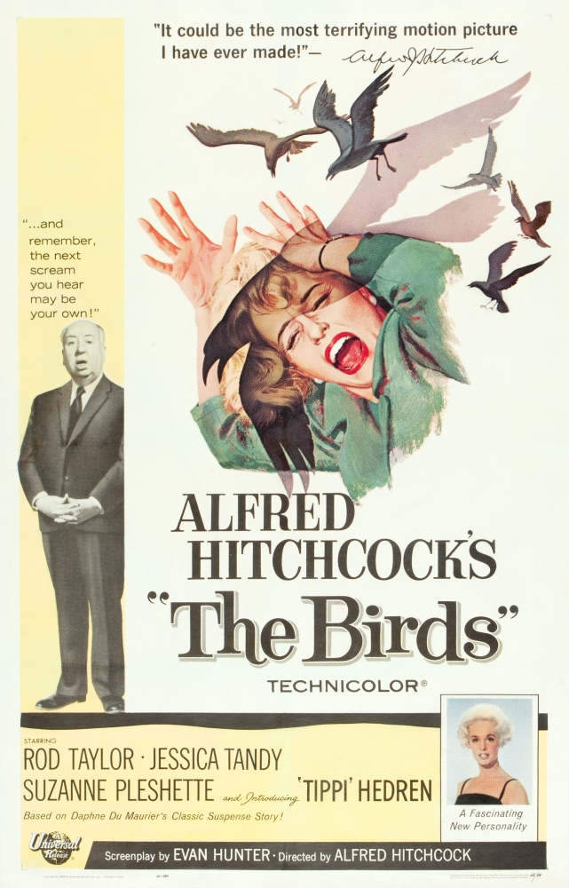 Everett Collection  The Birds From Left Alfred Hitchcock Jessica Tandy Illustration Tippi Hedren 1963 Movie Poster Masterprint, 11 x 17 -  Posterazzi, EVCMMDBIRDEC001H