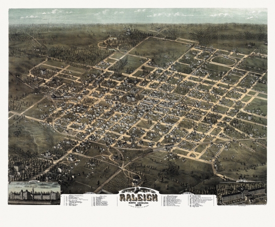 DOM21PM00666057 Vintage Map of Raleigh North Carolina 1872 Wake County Poster Print, 36 x 54 -  KJA Posters