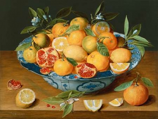 PDX3AA2723SMALL Still Life with Lemons - Oranges & A Pomegranate Poster Print by Jacob Van Hulsdonck, 11 x 14 - Small