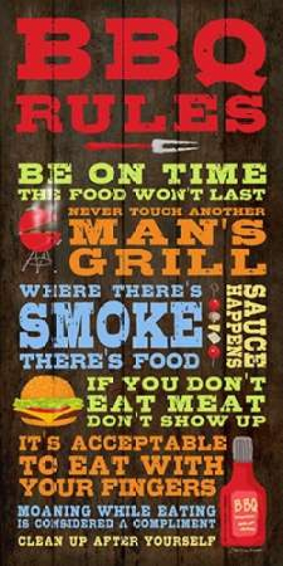 Bbq Rules Poster Print by Stephanie Marrott - 10 x 20 - Small