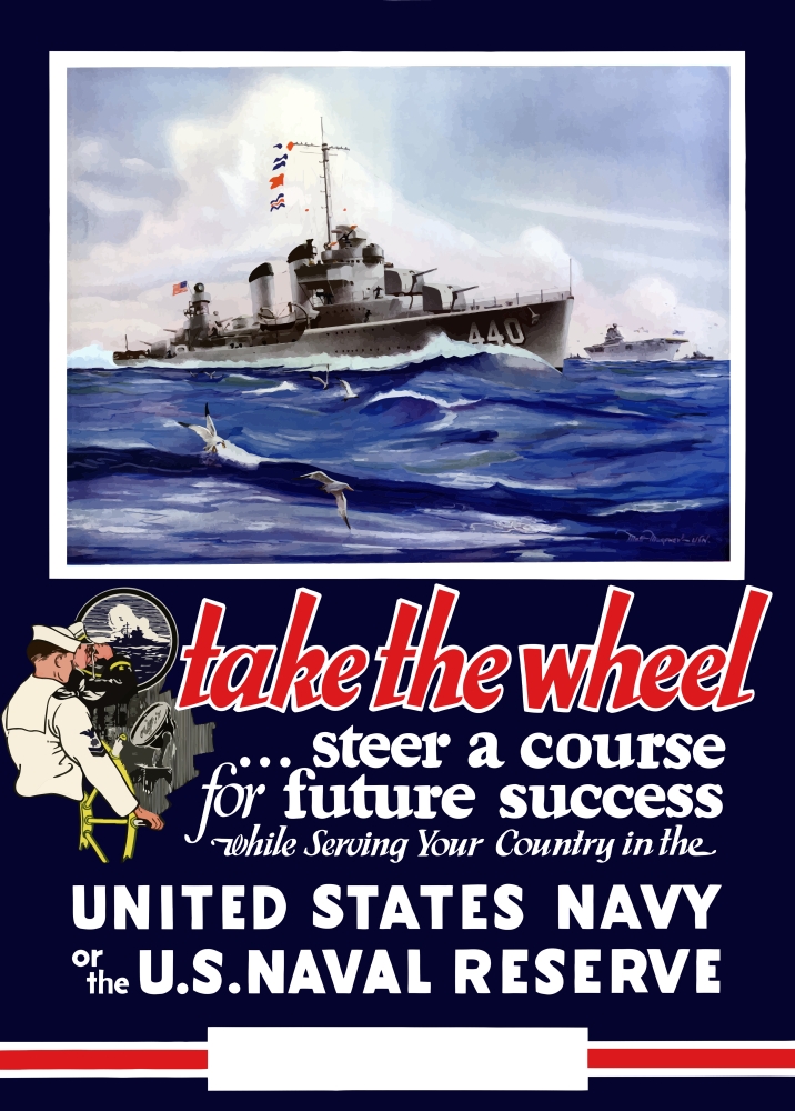 StockTrek Images PSTJPA100412M Vintage World War II Navy Poster of U.S. Warships On The Sea Poster Print, 12 x 16
