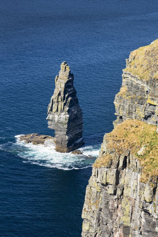 Large Sea Stack Rock Structure in The Ocean with Cliffs - Liscannor County Clare Ireland Poster Print - 24 x 38 in. - Large