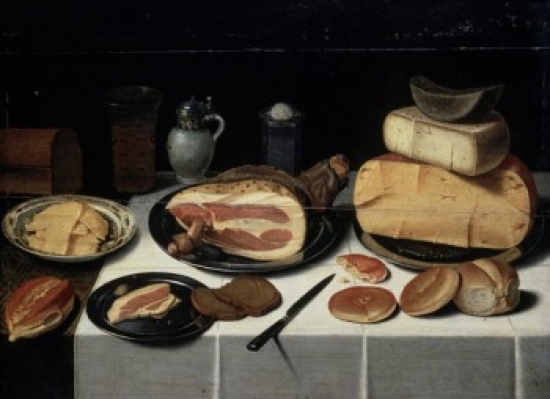 Still Life with Ham 17th C. Floris Van Schooten, C. 1590 & Dutch Musee Du Louvre Paris Poster Print, 18 x 24