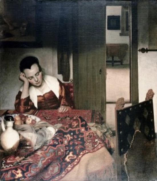 Girl Asleep At A Table Jan Vermeer - 18 x 24