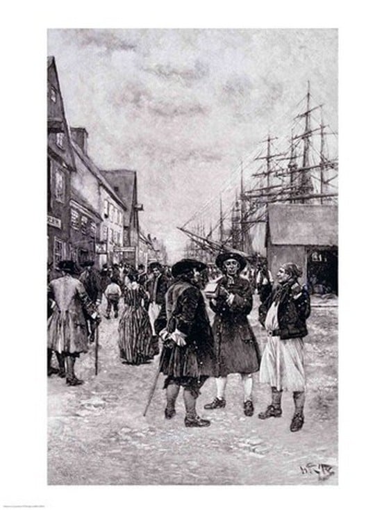 BALBAL108918 Along The Water Front in Old New York Illustration From The Evolution of New York Print by Howard Pyle - 18 x 24 in.