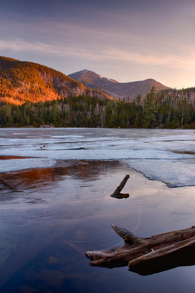 Morning Light On Whiteface Mountain & Spring Thaw On Copperas Pond Adirondack Park New York State USA Poster Print